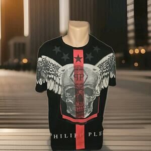 Men's Philipp Plein Black Skull Bedazzaled T-shirt XXL (Fits More Like M/L)